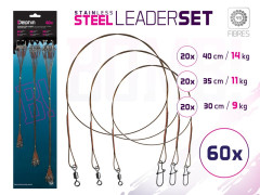 DELPHIN Set ocel. lanek BOMB! S obr. a karab. / 49 vláken 60x /30,35,40cm/9,11,14kg