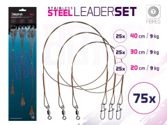 DELPHIN Set ocel. lanek BOMB! S obr. a karab. / 7 vláken 75x /35cm/9,12,15kg