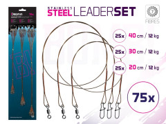 DELPHIN Set ocel. lanek BOMB! S obr. a karab. / 7 vláken 75x /35cm/9,12,15kg