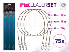 DELPHIN Set ocel. lanek BOMB! S obr. a karab. / 7 vláken 75x /35cm/9,12,15kg