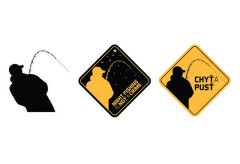 DELPHIN Nálepka rybář silueta černá 7x7cm