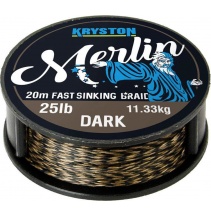 Kryston pletené šňůrky - Merlin fast sinking braid černý 15lb 20m